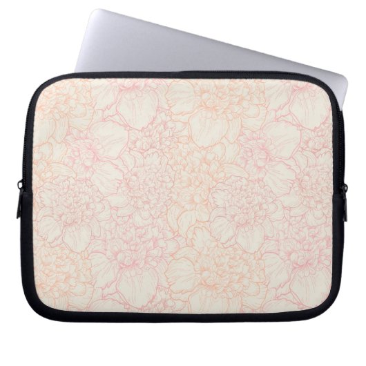Pink Peony Floral Pattern Laptopschutzhülle (Vorderseite)