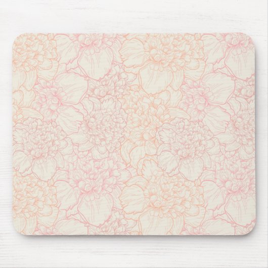 Pink Peony Floral Pattern Mousepad (Vorne)