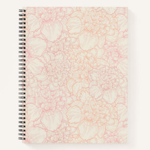 Pink Peony Floral Pattern Notizblock