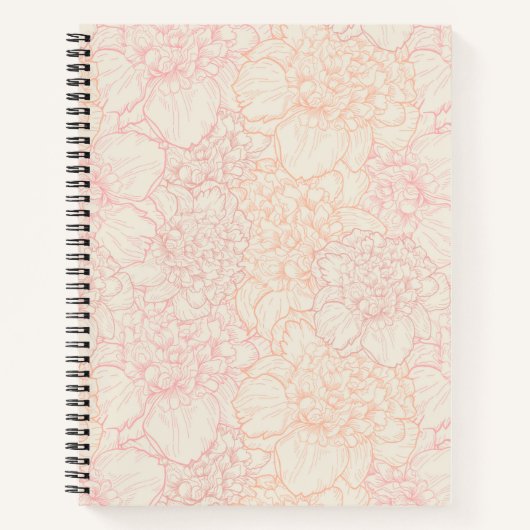 Pink Peony Floral Pattern Notizblock (Vorderseite)