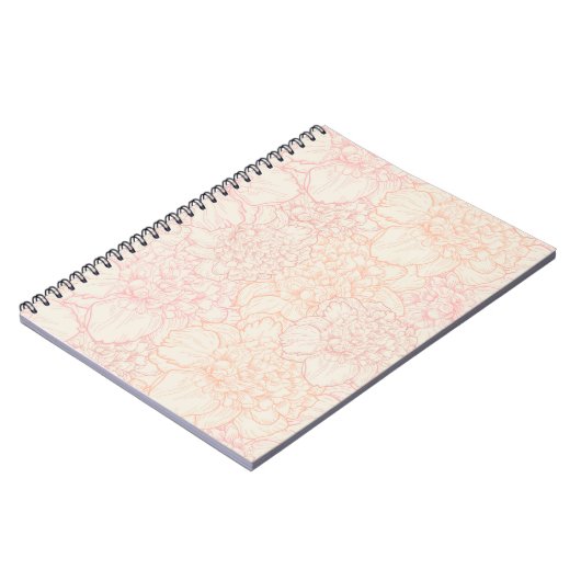 Pink Peony Floral Pattern Notizblock (Linke Seite)