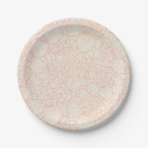 Pink Peony Floral Pattern Pappteller