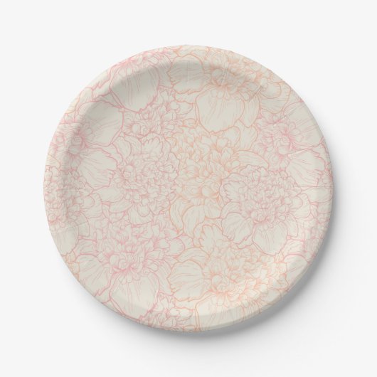 Pink Peony Floral Pattern Pappteller (Vorderseite)