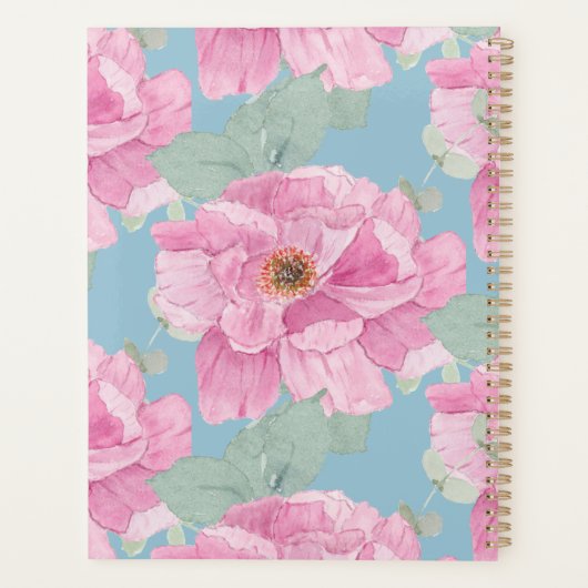 Pink Peony Floral Pattern  Planer (Rückseite)
