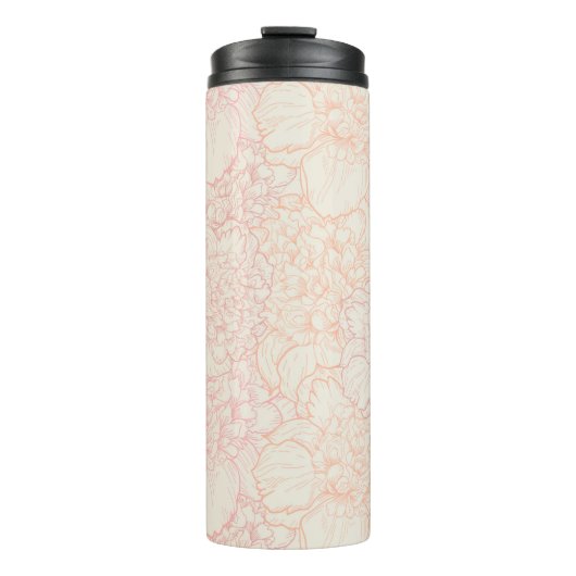 Pink Peony Floral Pattern Thermosbecher (Vorderseite)