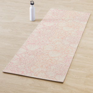 Pink Peony Floral Pattern Yogamatte