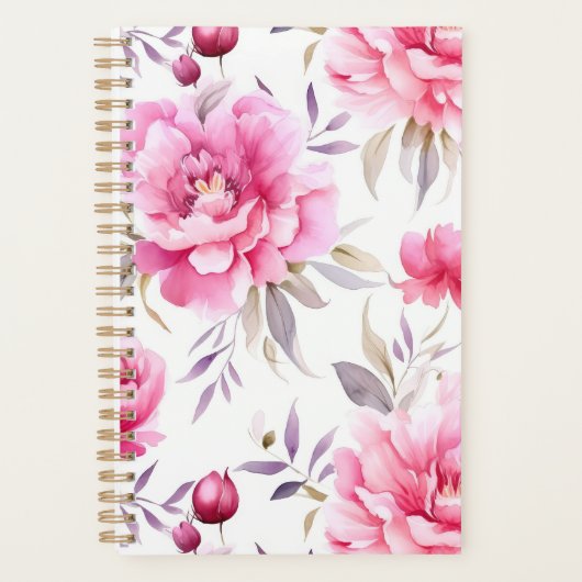 Pink Peony Floral Planer (Vorderseite)