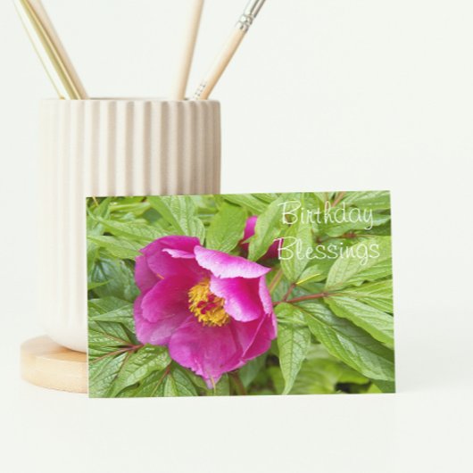 Pink Peony Floral Religious Birthday Karte