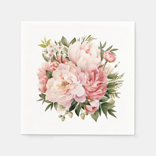 Pink Peony Floral Serviette (Vorderseite)
