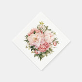Pink Peony Floral Serviette (Ecke)