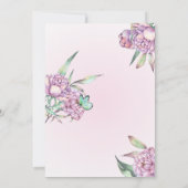 Pink Peony Floral Taufe Einladung (Rückseite)