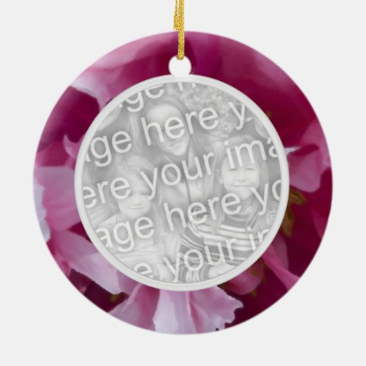 Pink Peony Floral Verlobung Foto Keramik Ornament (Hinten)