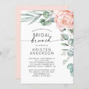 Pink Peony Floral Wasserfarbe Brautparty Einladung