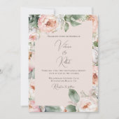 Pink Peony Floral Watercolor Moderne Hochzeit Einladung (Vorderseite)