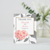 PINK PEONY FLORAL WEDD Vielen Dank Postkarte (Stehend Vorderseite)