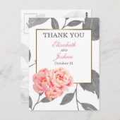 PINK PEONY FLORAL WEDD Vielen Dank Postkarte (Vorne/Hinten)