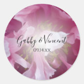 Pink Peony Floral Wedding Umschlag Aufkleber (Vorderseite)