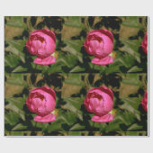 Pink Peony Floral Wrapping Paper Geschenkpapier (Flach)