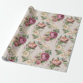 Pink Peony Floral Wreath Brautparty Geschenkpapier (Ungerollt)
