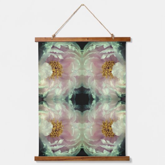 Pink Peony Flower Center Abstract Pattern     Wandteppich Mit Holzrahmen (Vorderseite)