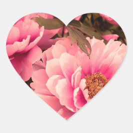 Pink Peony Flower Herz-Aufkleber