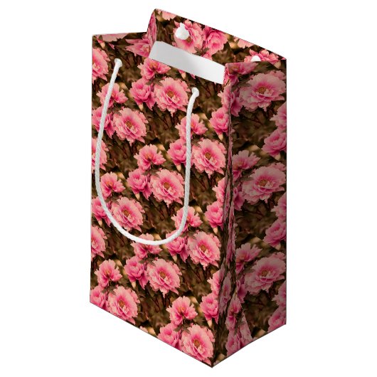 Pink Peony Flower Kleine Geschenktüte (Vorderseite Schrägansicht)