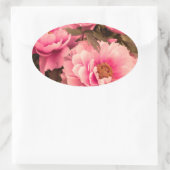 Pink  Peony Flower Ovaler Aufkleber (Tasche)
