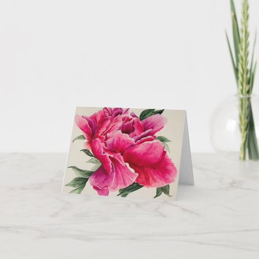 Pink Peony Flower Thank You Cards Dankeskarte (Vorderseite)