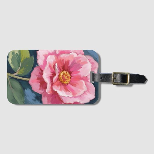 Pink Peony Flower Watercolor Floral Gepäckanhänger (Vorderseite (Horizontal))