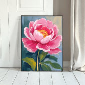 Pink Peony Flower Watercolor Painting Poster