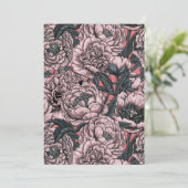 Pink peony flowers and moths (Stehend Vorderseite)