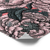 Pink peony flowers and moths poster (Ecke)