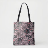 Pink peony flowers and moths tasche (Vorderseite)