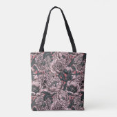 Pink peony flowers and moths tasche (Rückseite)