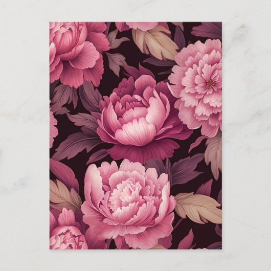 pink peony flowers postcrossing card postkarte (Vorderseite)