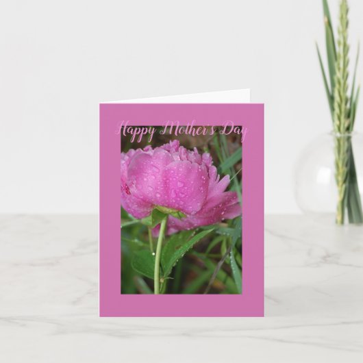 Pink Peony Folded Grußkarte Karte (Vorderseite)