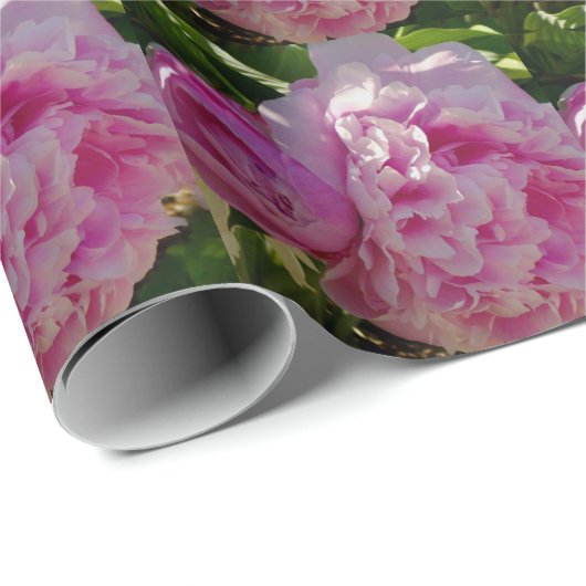 Pink Peony Foto Hütte Bauernhof Blumengarten Geschenkpapier (Rolleneckpunkt)