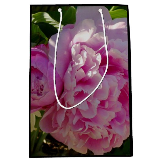 Pink Peony Foto Hütte Bauernhof Blumengarten Mittlere Geschenktüte (Vorderseite)