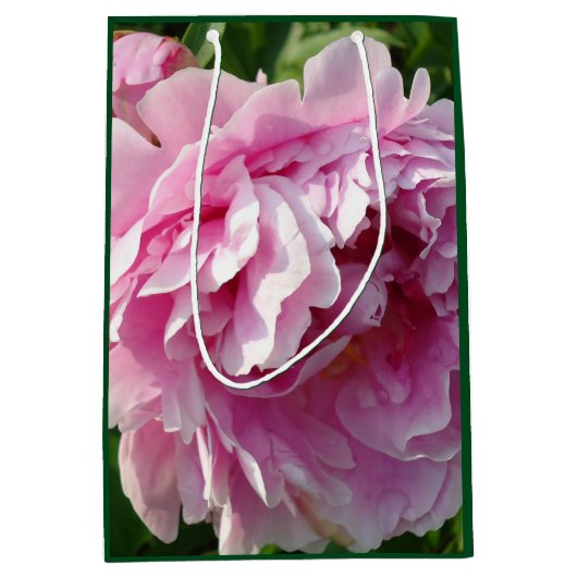 Pink Peony Foto Hütte Bauernhof Blumengarten Mittlere Geschenktüte (Vorderseite)
