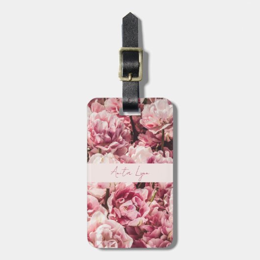 Pink Peony Gepäckanhänger (Vorderseite vertikal)