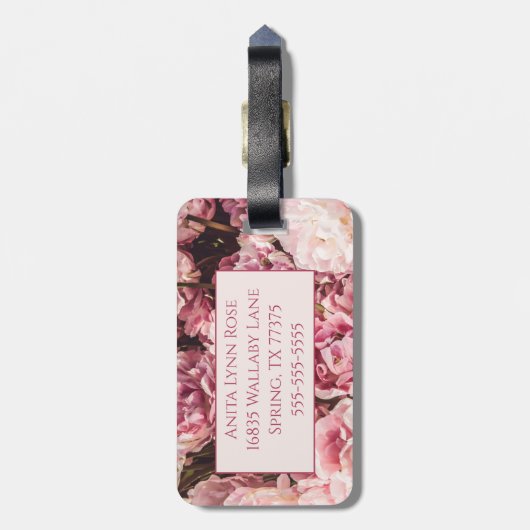 Pink Peony Gepäckanhänger (Rückseite vertikal)