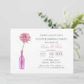 Pink Peony Glass Flasche Vase Housewärme Einladung (Stehend Vorderseite)