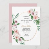 Pink Peony Gold Frame Brautparty per Mail Einladung (Vorne/Hinten)