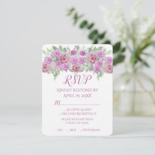 Pink Peony Greenerity Wedding RSVP Card