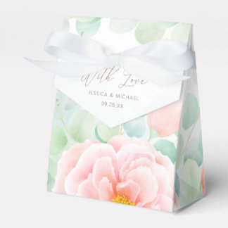 Pink Peony Greenery Eucalyptus Watercolor Wedding Geschenkschachtel