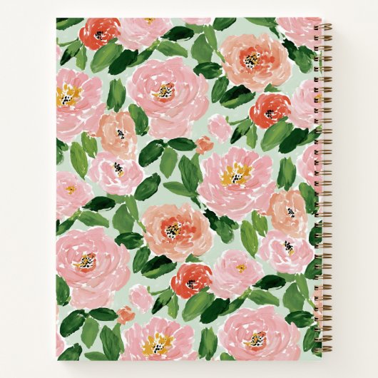 Pink Peony Greenery Personalized Name Recipe Notizblock (Rückseite)