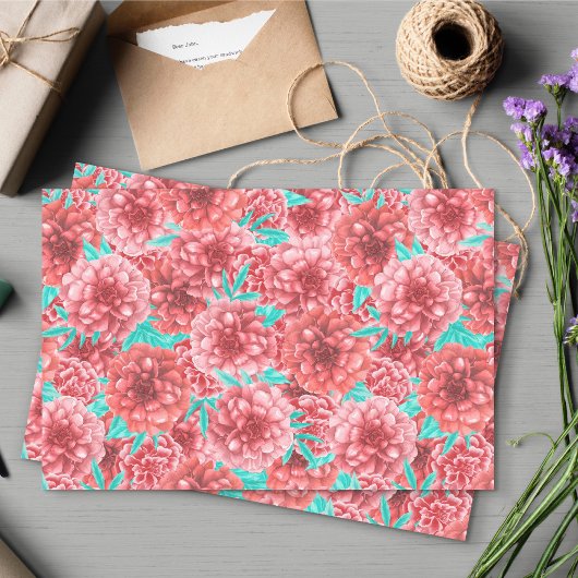 Pink Peony Hand gezeichnet Blumenmuster Seidenpapier