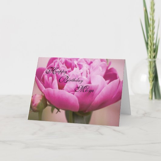 Pink Peony Happy Birthday Card Karte (Vorderseite)