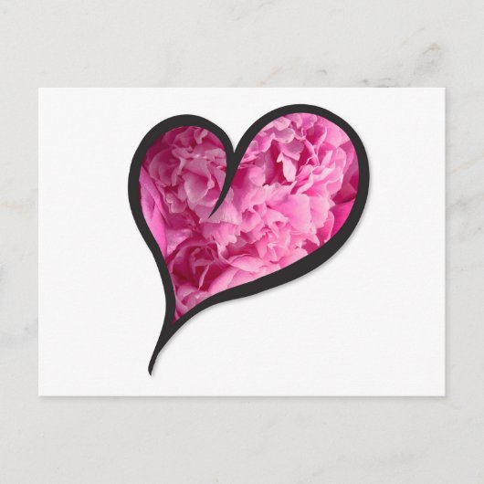 Pink Peony Heart Floral Design Postkarte (Vorderseite)