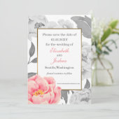 Pink Peony Hochzeit speichern Sie das Datum Save The Date (Stehend Vorderseite)